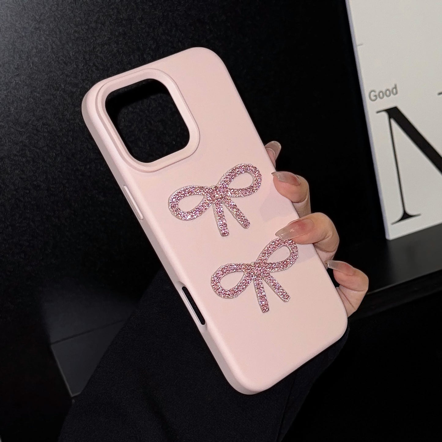Candy color glitter bow case for iphone11 12 13 14 15 16 2025 trendy design