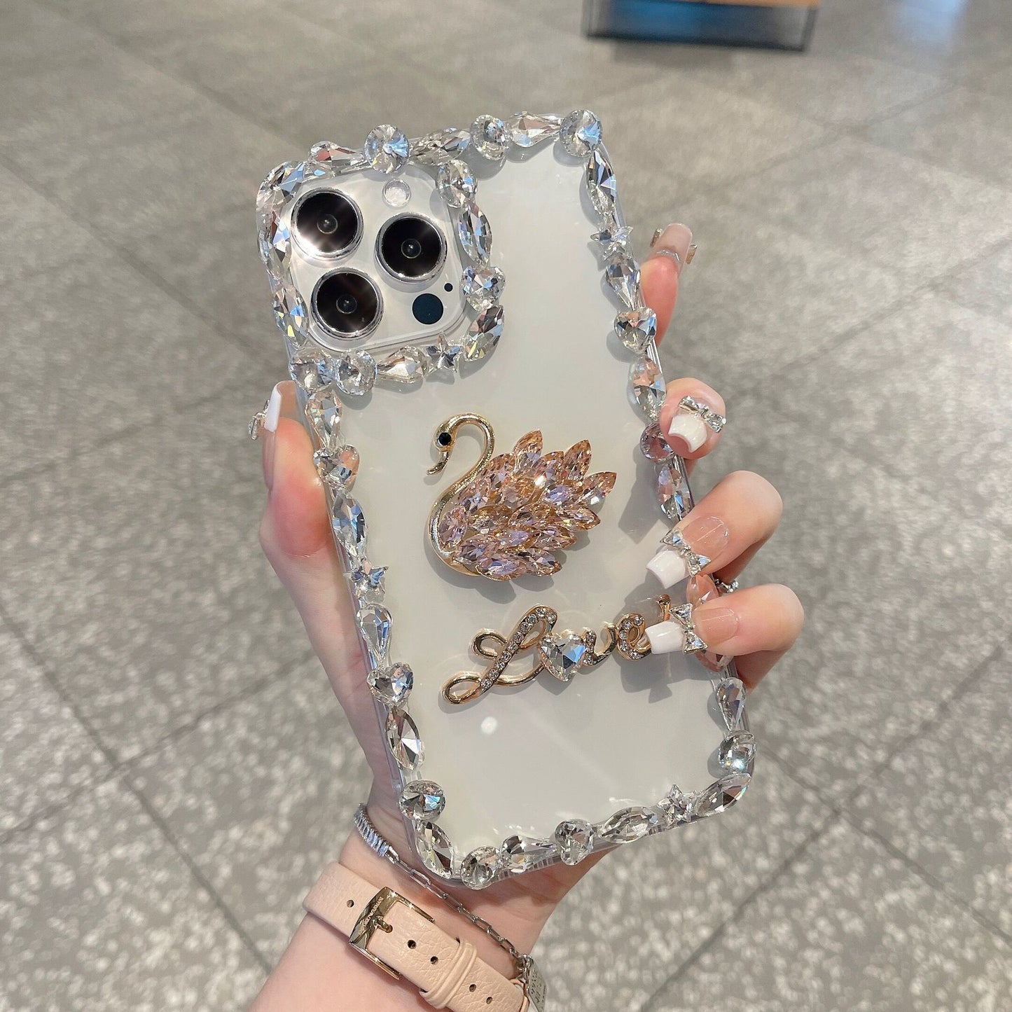 New swan transparent luxury case for iPhone 16 15 14 13 12 11 Pro