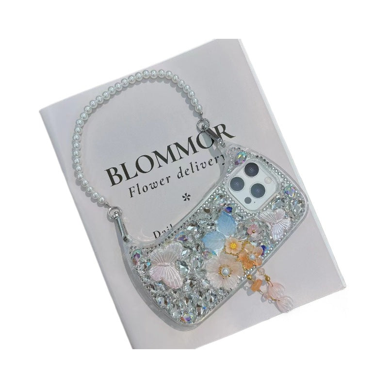 Luxury Butterfly Rhinestone handbag Case for iPhone 16 15 14 Pro Max