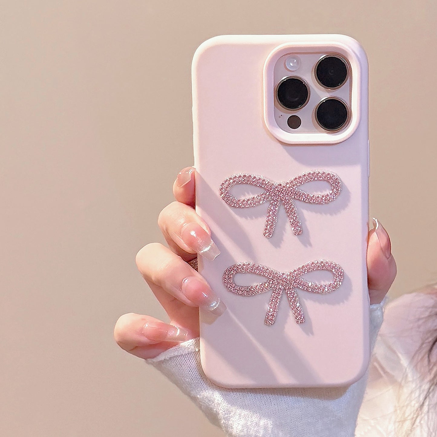 Candy color glitter bow case for iphone11 12 13 14 15 16 2025 trendy design