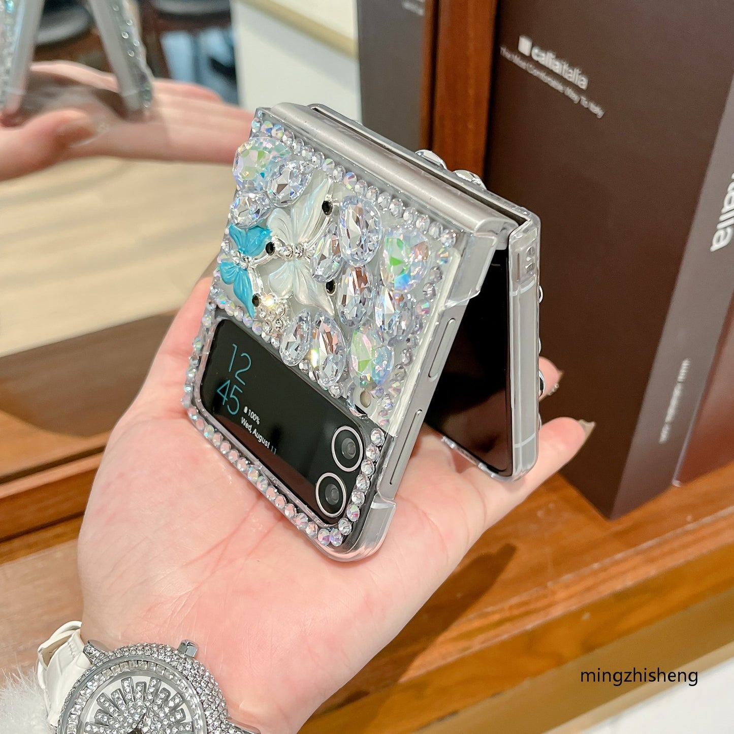 3D flower luxe case for Samsung z flip3 4 5 6 folding rhinestone cover for samsung S25u 24u 23u fold 3 4 5 6