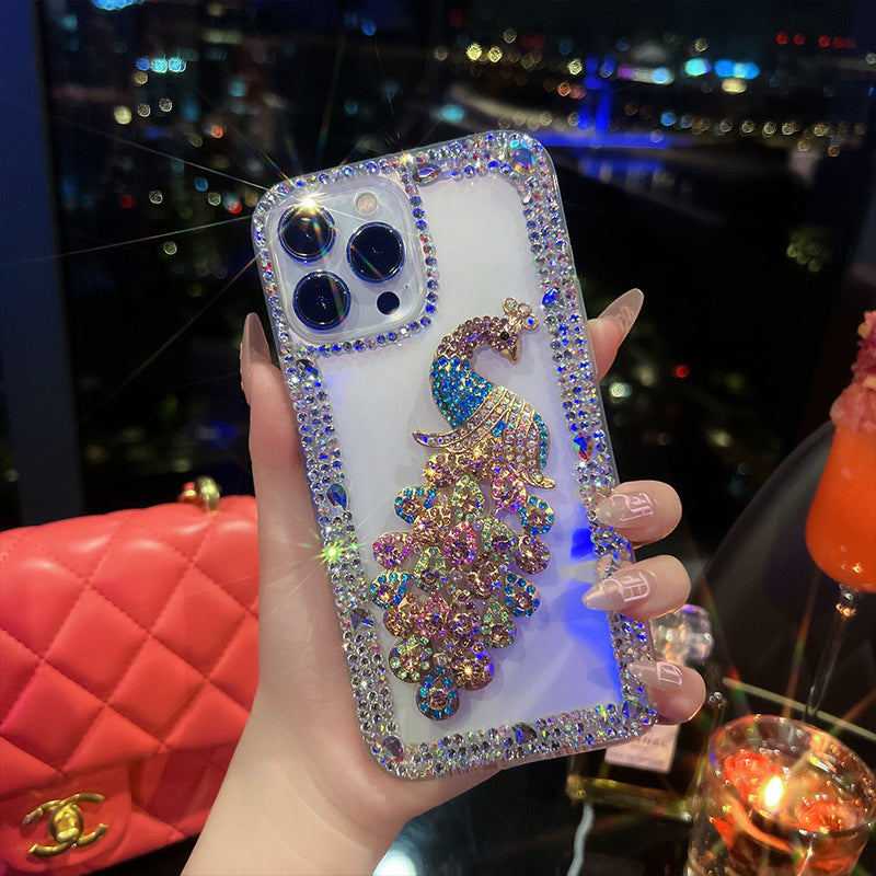 Luxury rhinestone peacock case for iPhone 15 14 13 12 11