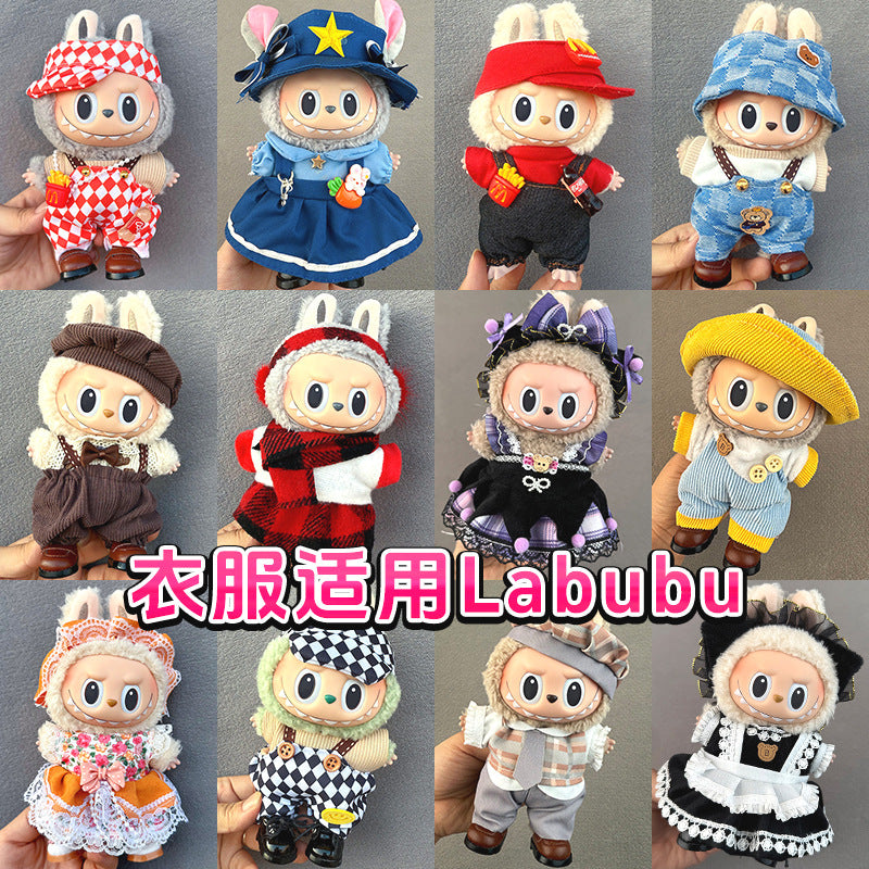 Doll Clothes Set For labubu 17cm Plush Doll Accessories Toys Birthday And Christmas Gifts