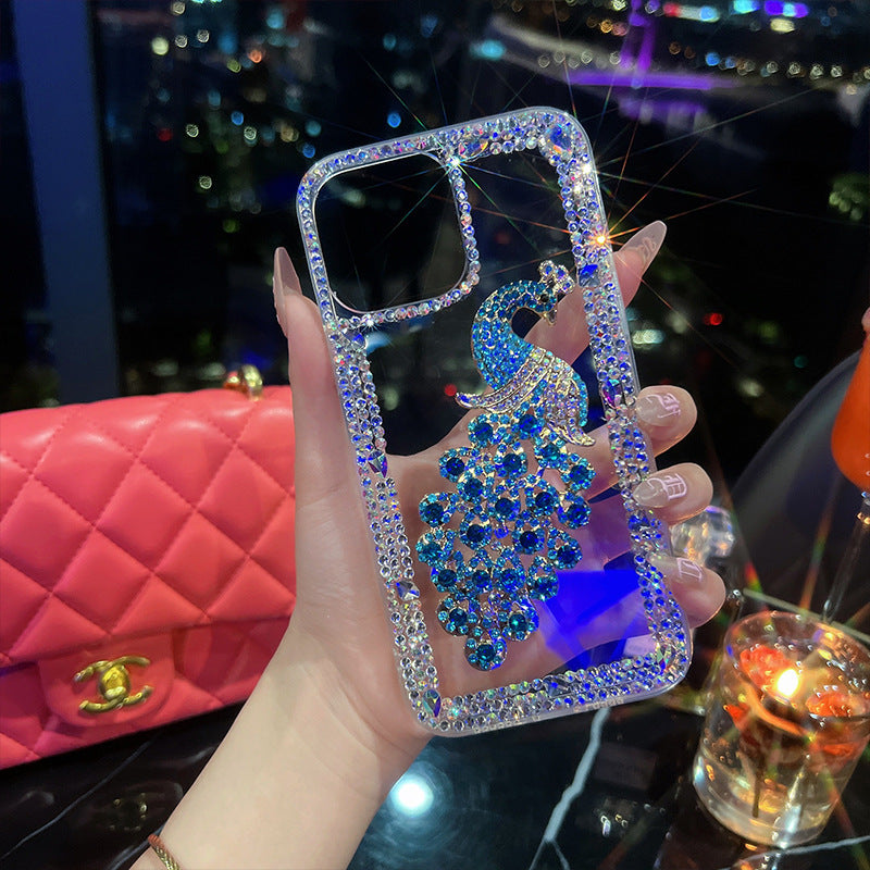 Luxury rhinestone peacock case for iPhone 15 14 13 12 11