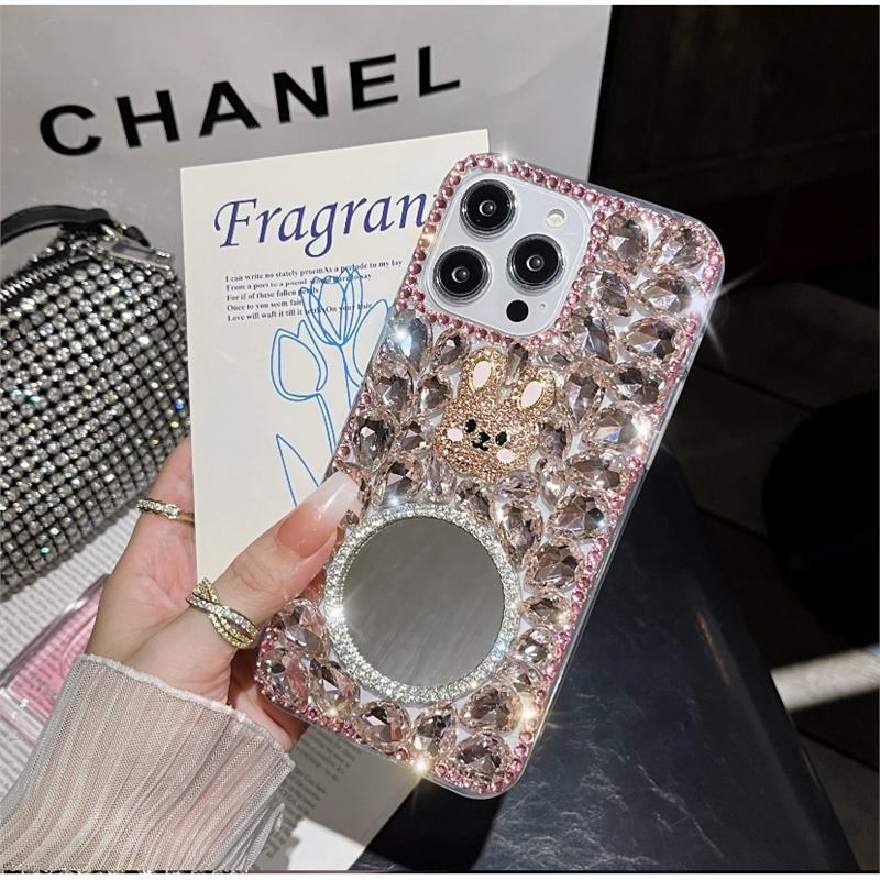 Luxury Diamond Mirror Case For iPhone 16 Pro Max 15 Pro Max 14 13 Pro Apple Phone Cover Shining Design
