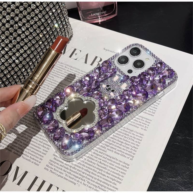 Luxury Diamond Mirror Case For iPhone 16 Pro Max 15 Pro Max 14 13 Pro Apple Phone Cover Shining Design