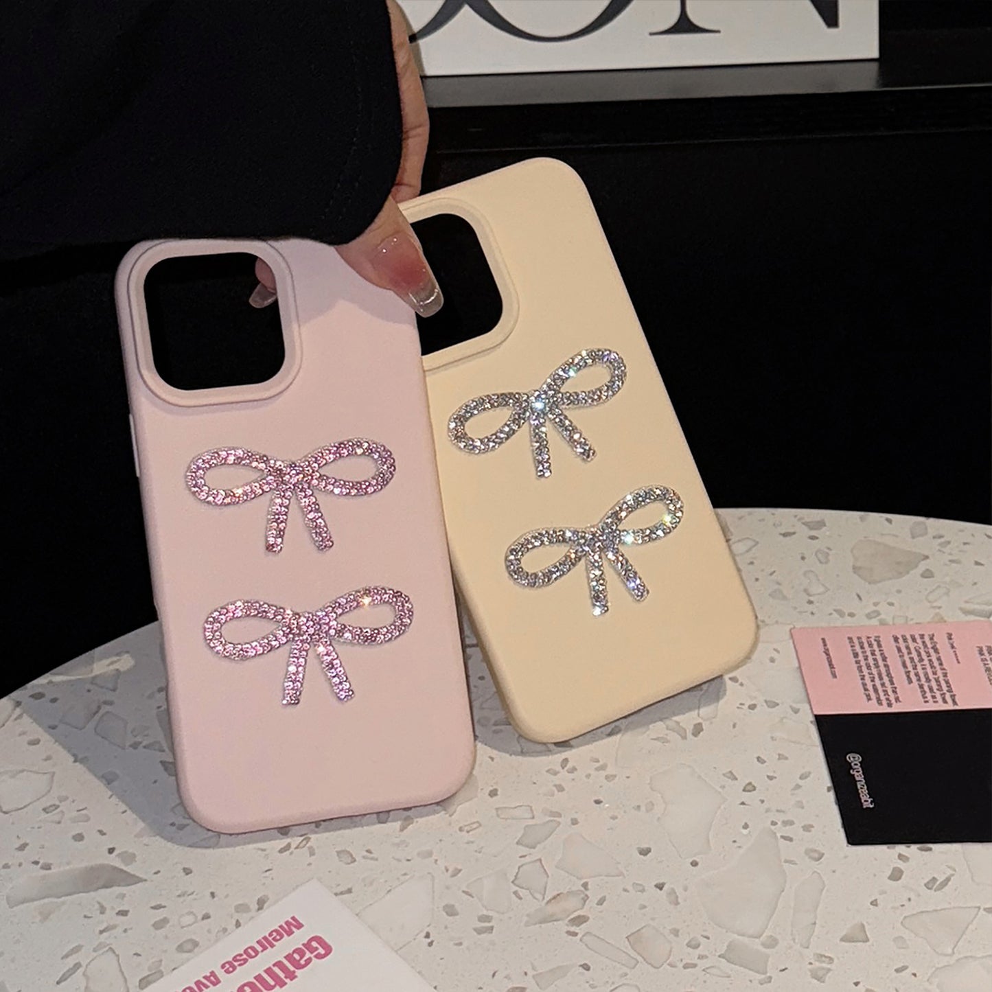 Candy color glitter bow case for iphone11 12 13 14 15 16 2025 trendy design