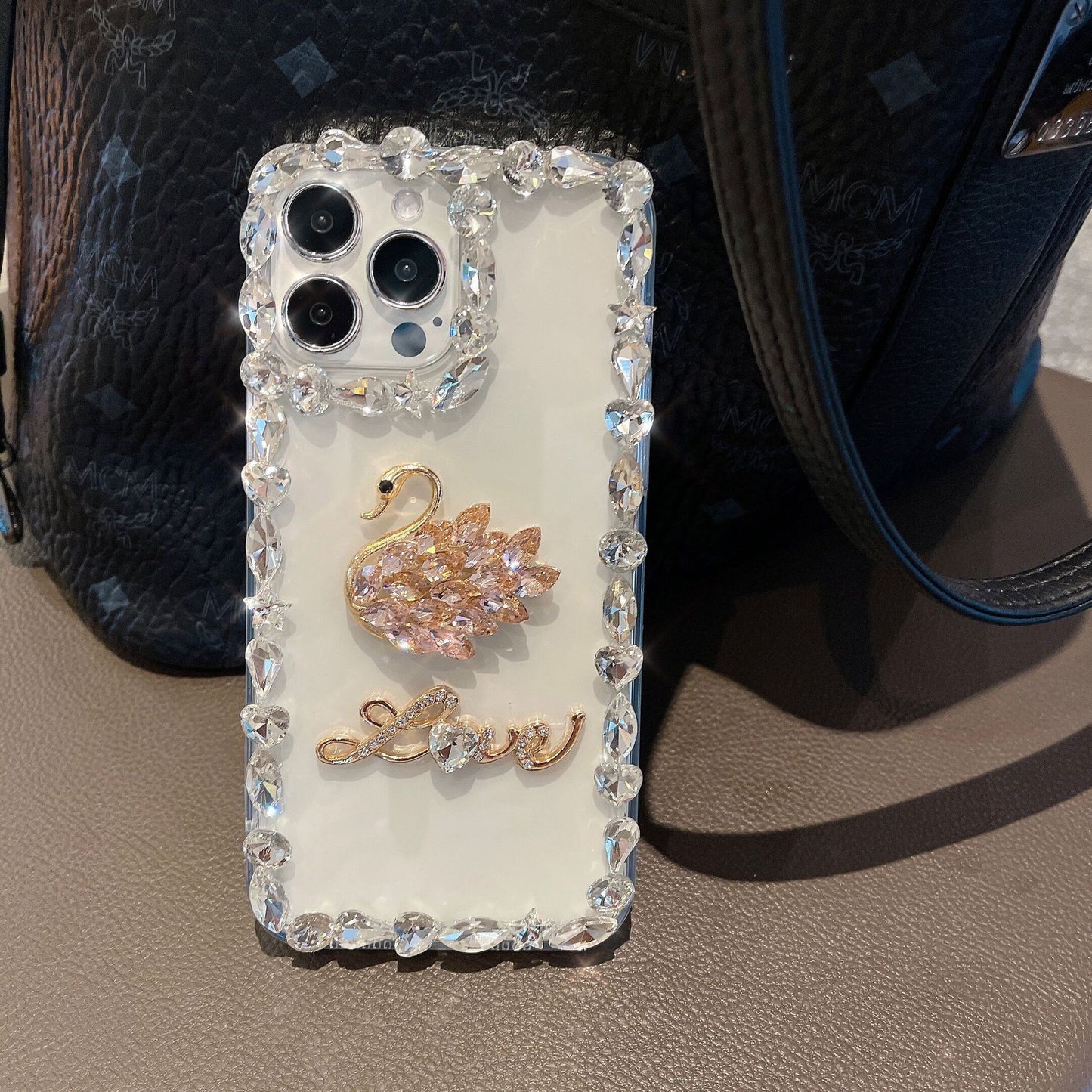 New swan transparent luxury case for iPhone 16 15 14 13 12 11 Pro