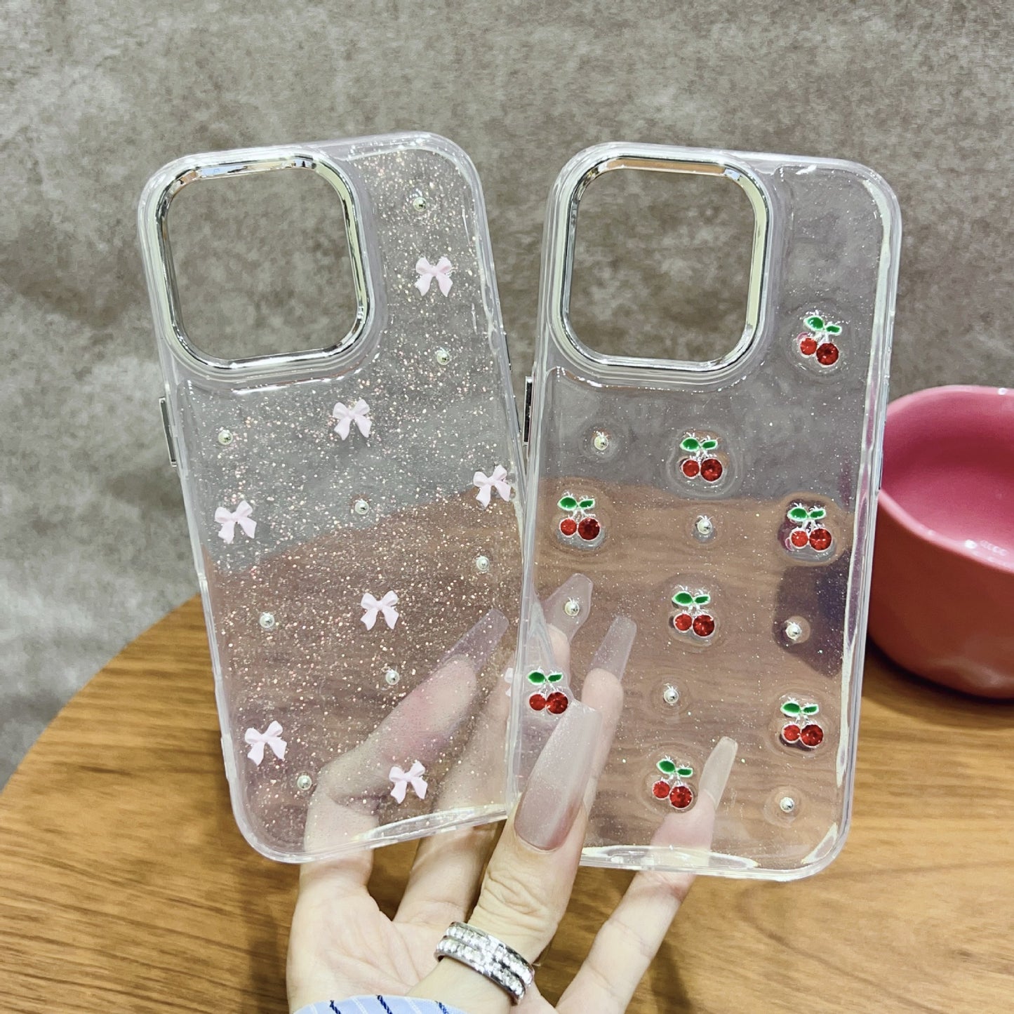 Hot slaes Glitter Bow transparent fashion case for iphone 16 15 14 13 12 11 pro max
