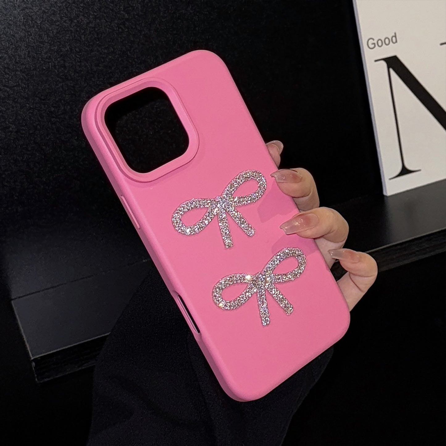 Candy color glitter bow case for iphone11 12 13 14 15 16 2025 trendy design