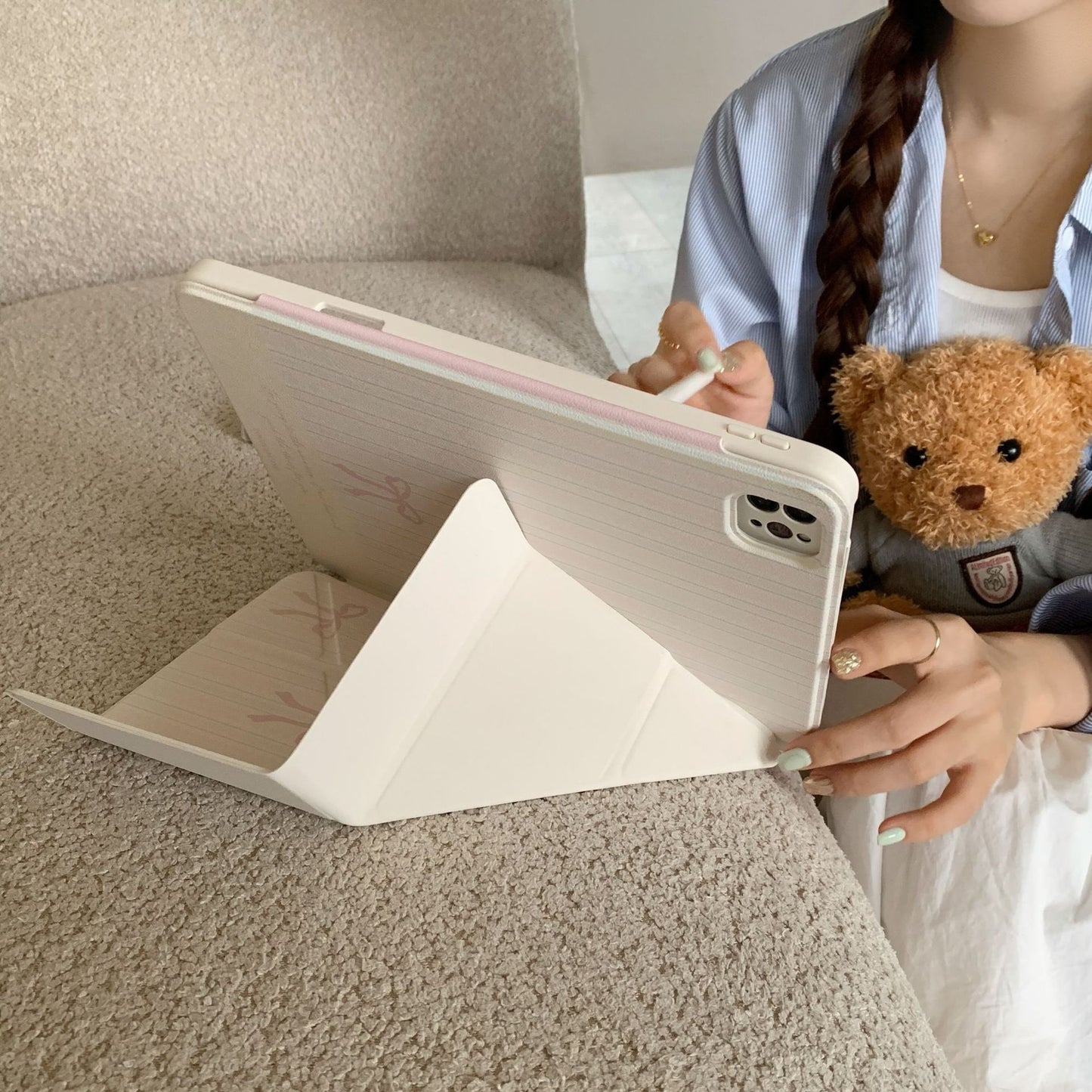 Ins style bow magnetic split protective for ipad pro11 air5 4 with pen slot new case for ipad 13 inches