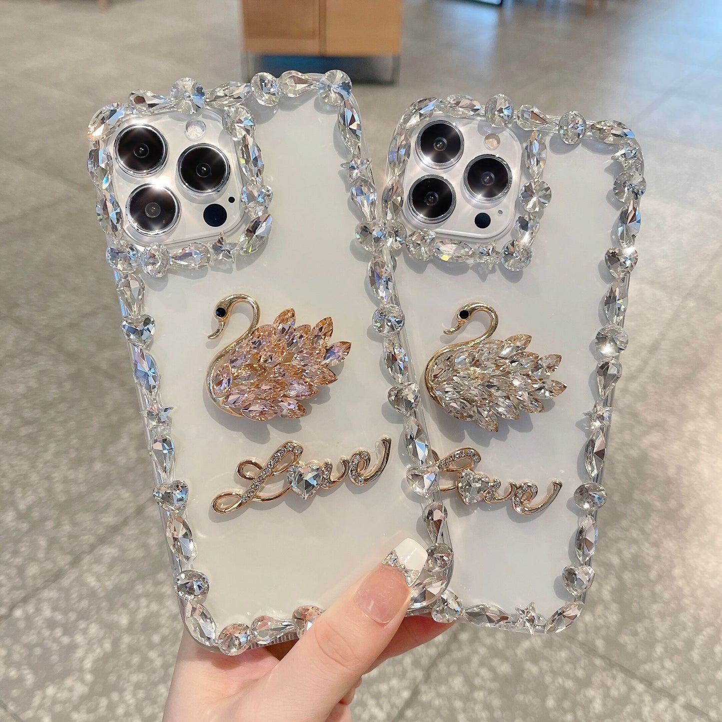 New swan transparent luxury case for iPhone 16 15 14 13 12 11 Pro