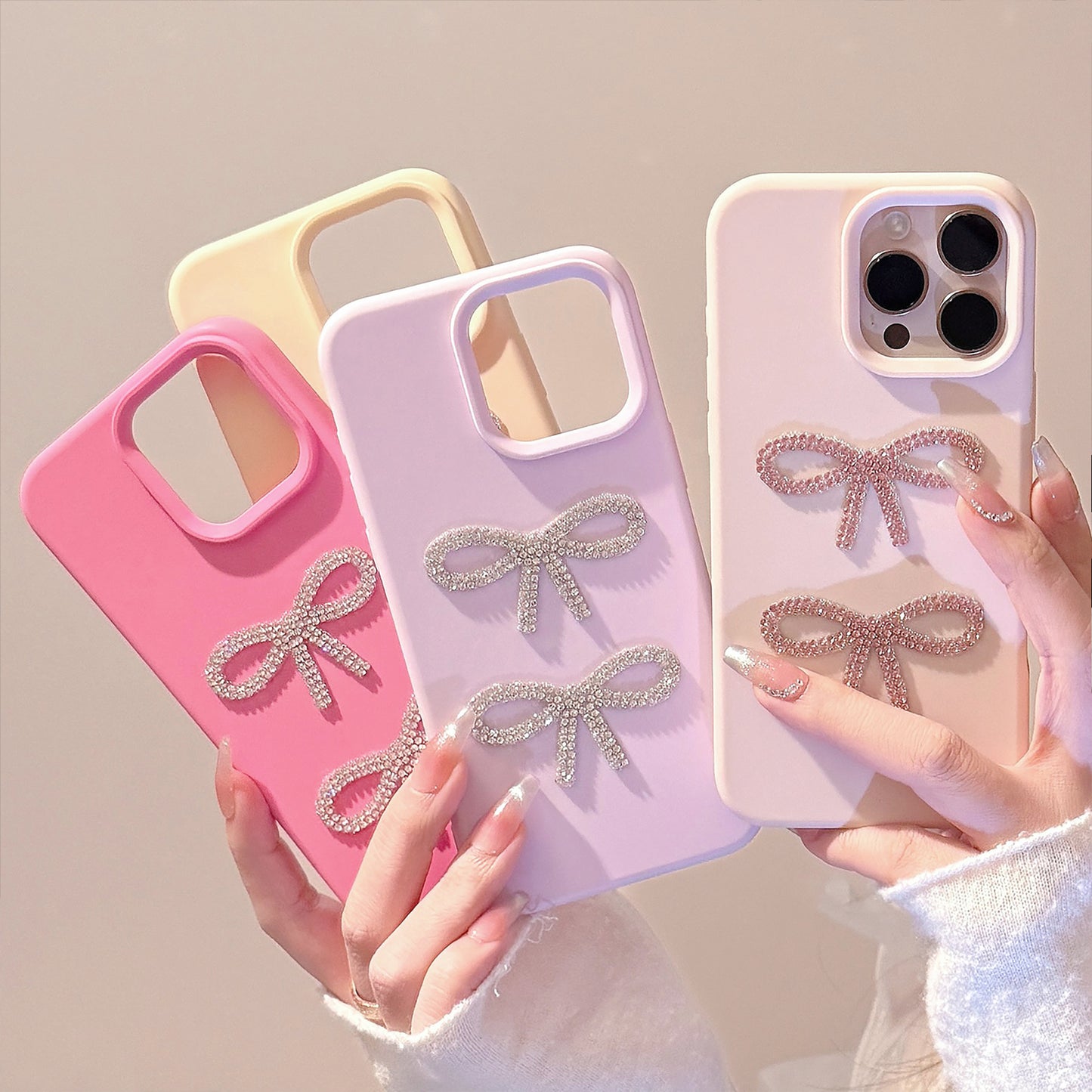 Candy color glitter bow case for iphone11 12 13 14 15 16 2025 trendy design