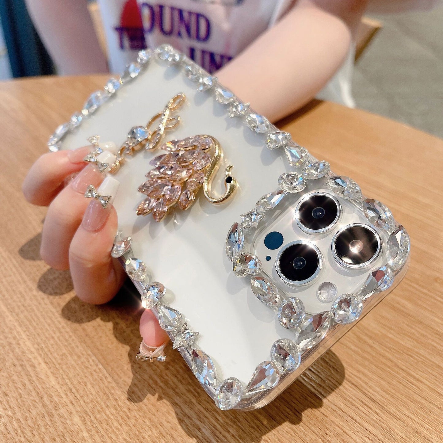 New swan transparent luxury case for iPhone 16 15 14 13 12 11 Pro