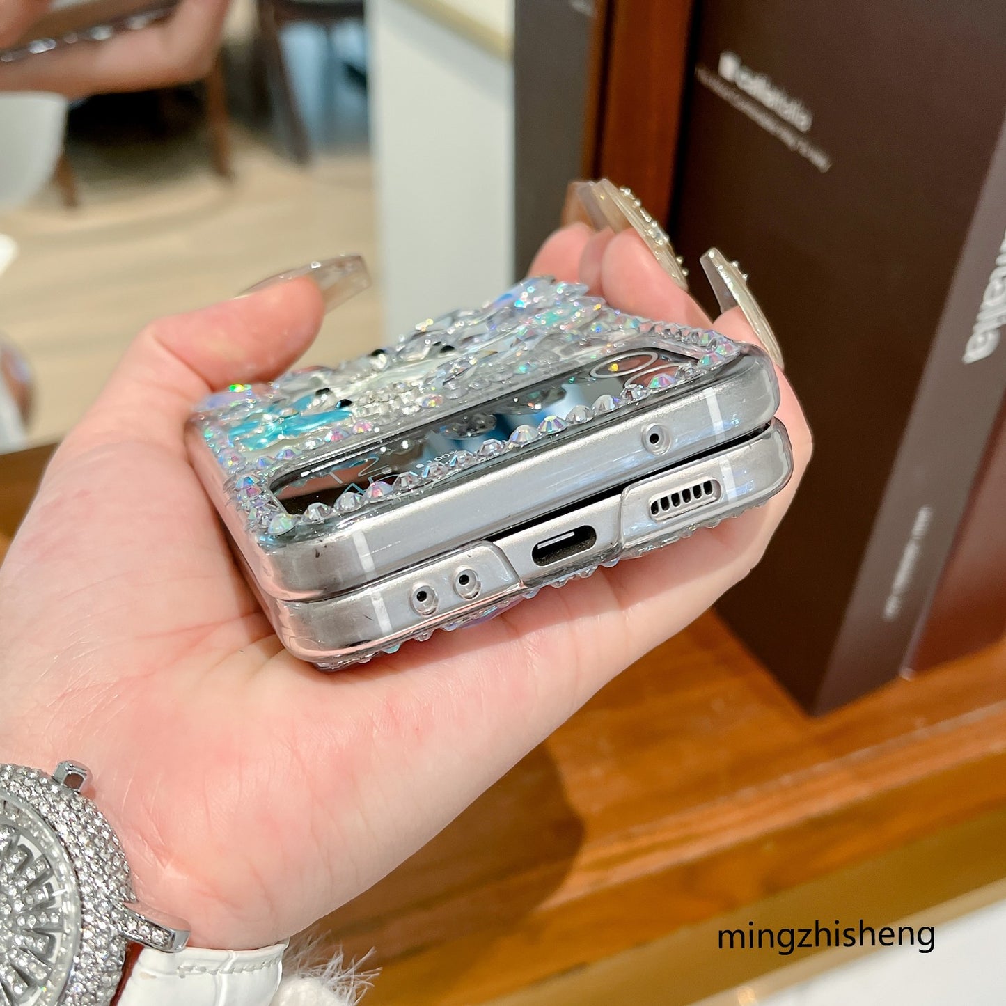 3D flower luxe case for Samsung z flip3 4 5 6 folding rhinestone cover for samsung S25u 24u 23u fold 3 4 5 6