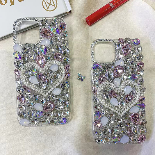 Luxury Diamond Pearl case for iPhone Case Rhinestone Glitter Cover Full Diamond Design for Apple iphone 16 16 pro 16 pro max