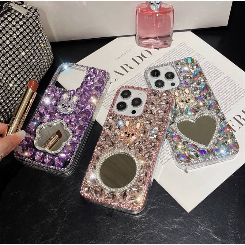 Luxury  Diamond Mirror Case For iPhone 16 Pro Max 15 Pro Max 14 13 Pro Apple Phone Cover Shining Design