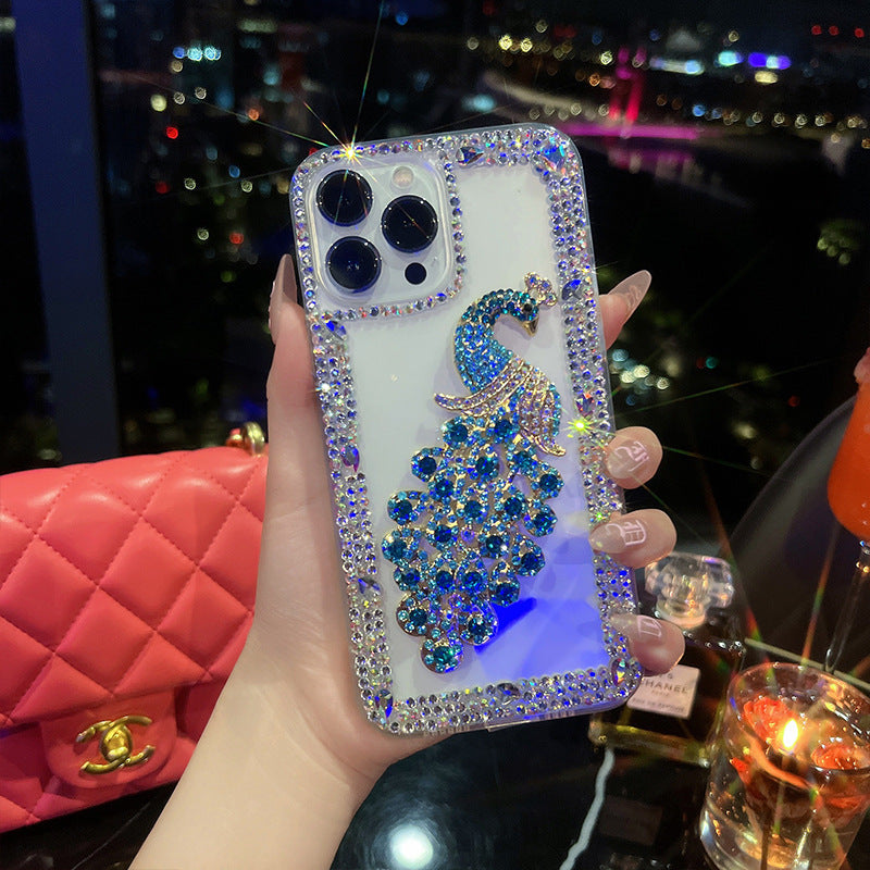Luxury  rhinestone peacock case for iPhone 15 14 13 12 11