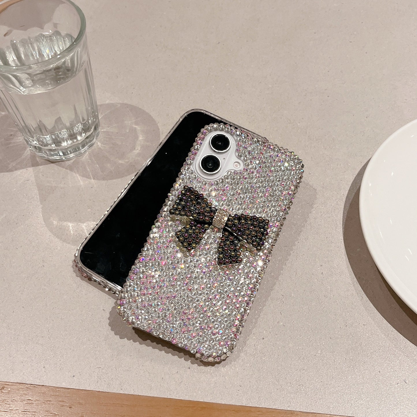 3D Pearl Bow Rhinestone Case for iPhone16 15 14 Pro Max Luxury new Cover for iphone16 15 14 phone cover