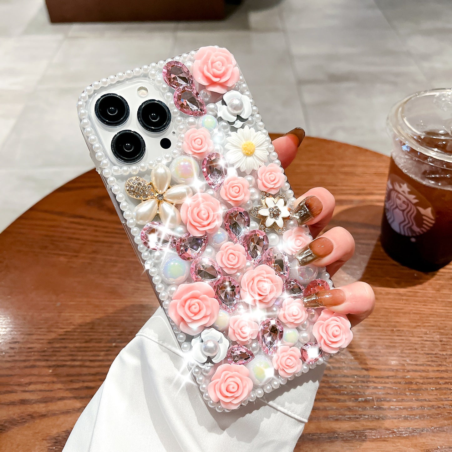 Pearl flower luxury case for iPhone16 15 14 13 12 11 Pro Max