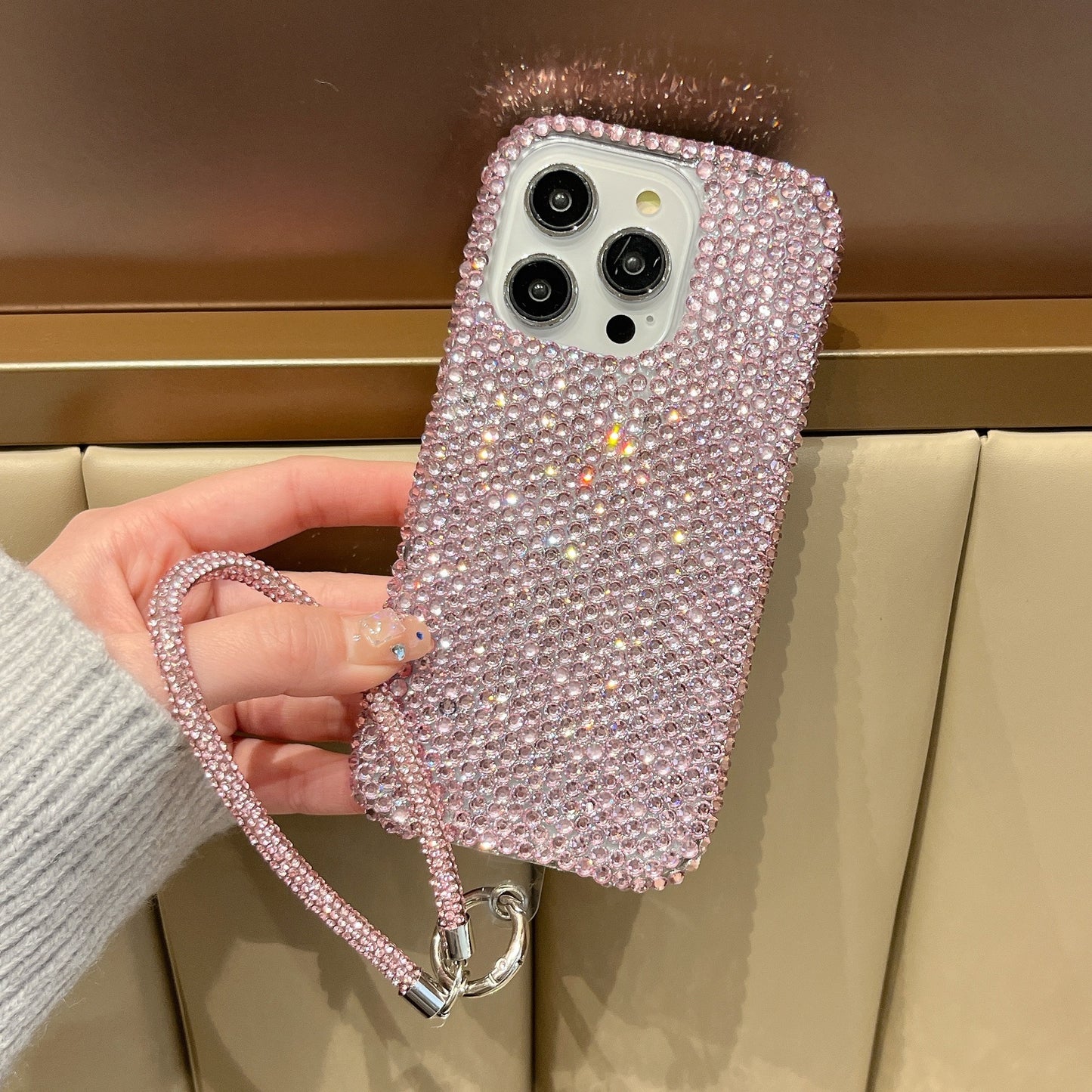 Luxury  diamond case for iphone  16/15/14/13 full screen protective case for iphone 15 pro max with lanyard
