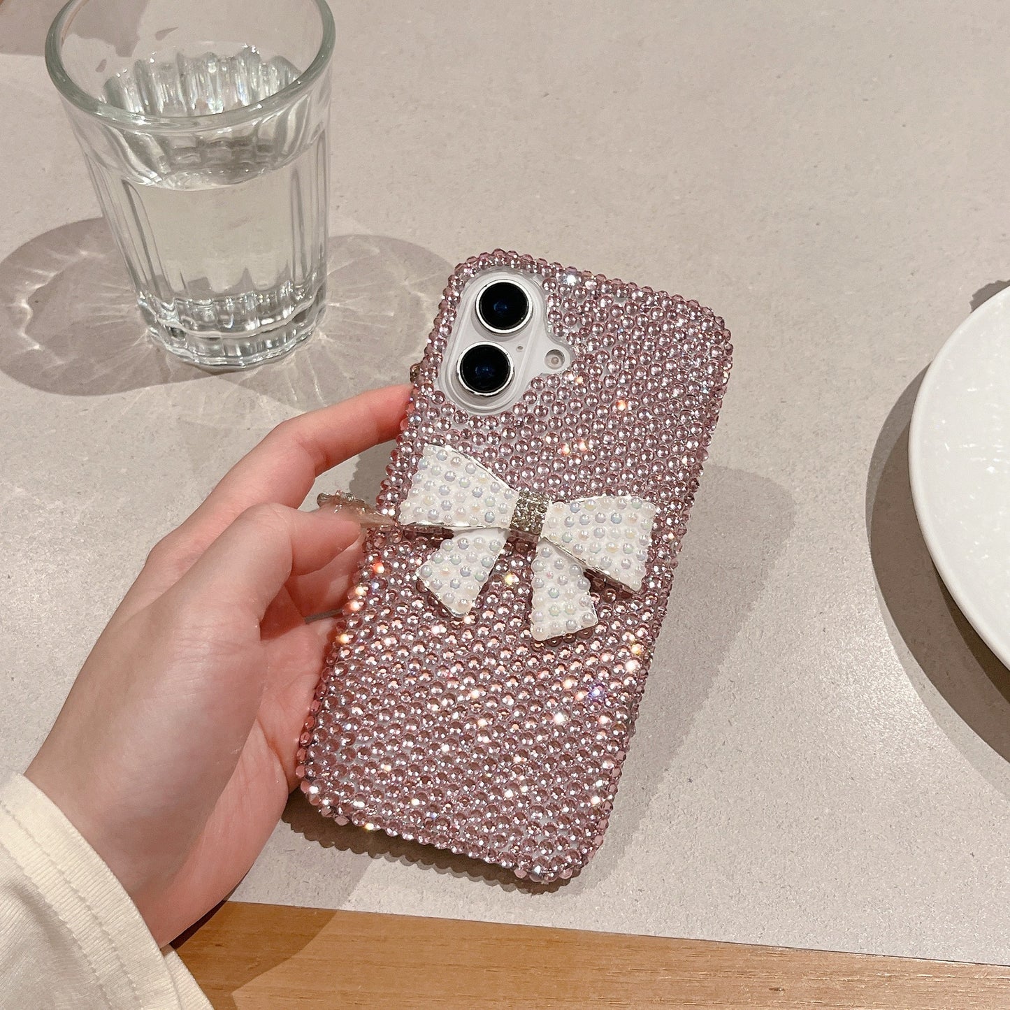 3D Pearl Bow Rhinestone Case for iPhone16 15 14 Pro Max Luxury new Cover for iphone16 15 14 phone cover
