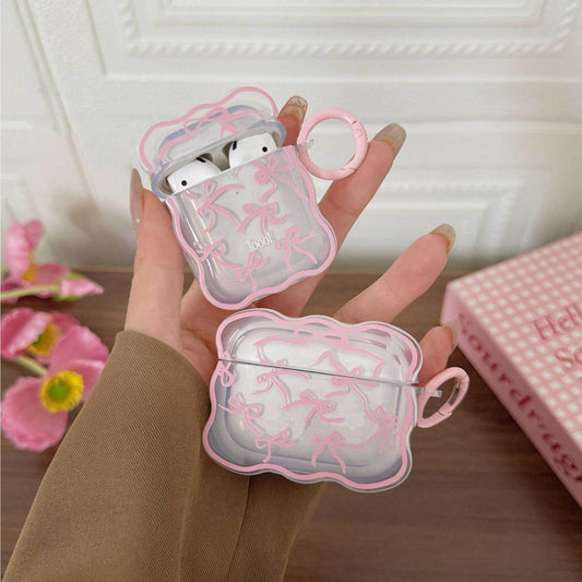 Clear Wave Case for AirPods Pro 2 Ins Bow Transparent Earphone Case for airpods 4 3 2 1