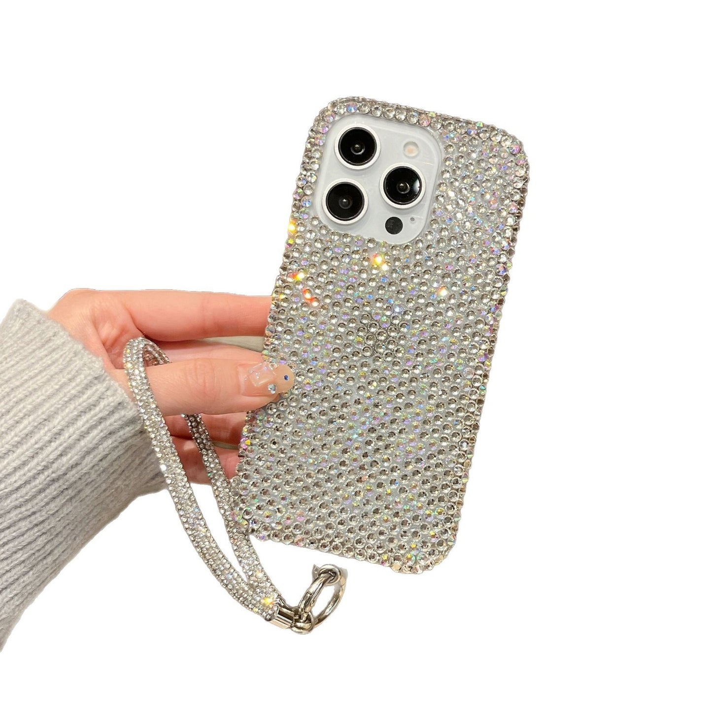 Luxury  diamond case for iphone  16/15/14/13 full screen protective case for iphone 15 pro max with lanyard