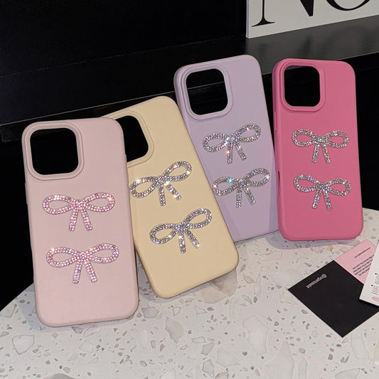 Candy color glitter bow case for iphone11 12 13 14  15 16 2025 trendy design