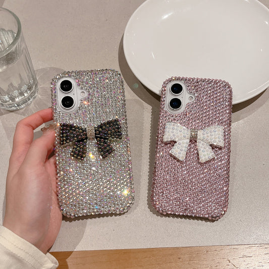 3D Pearl Bow Rhinestone Case for iPhone16 15 14 Pro Max Luxury new Cover for iphone16 15 14 phone cover