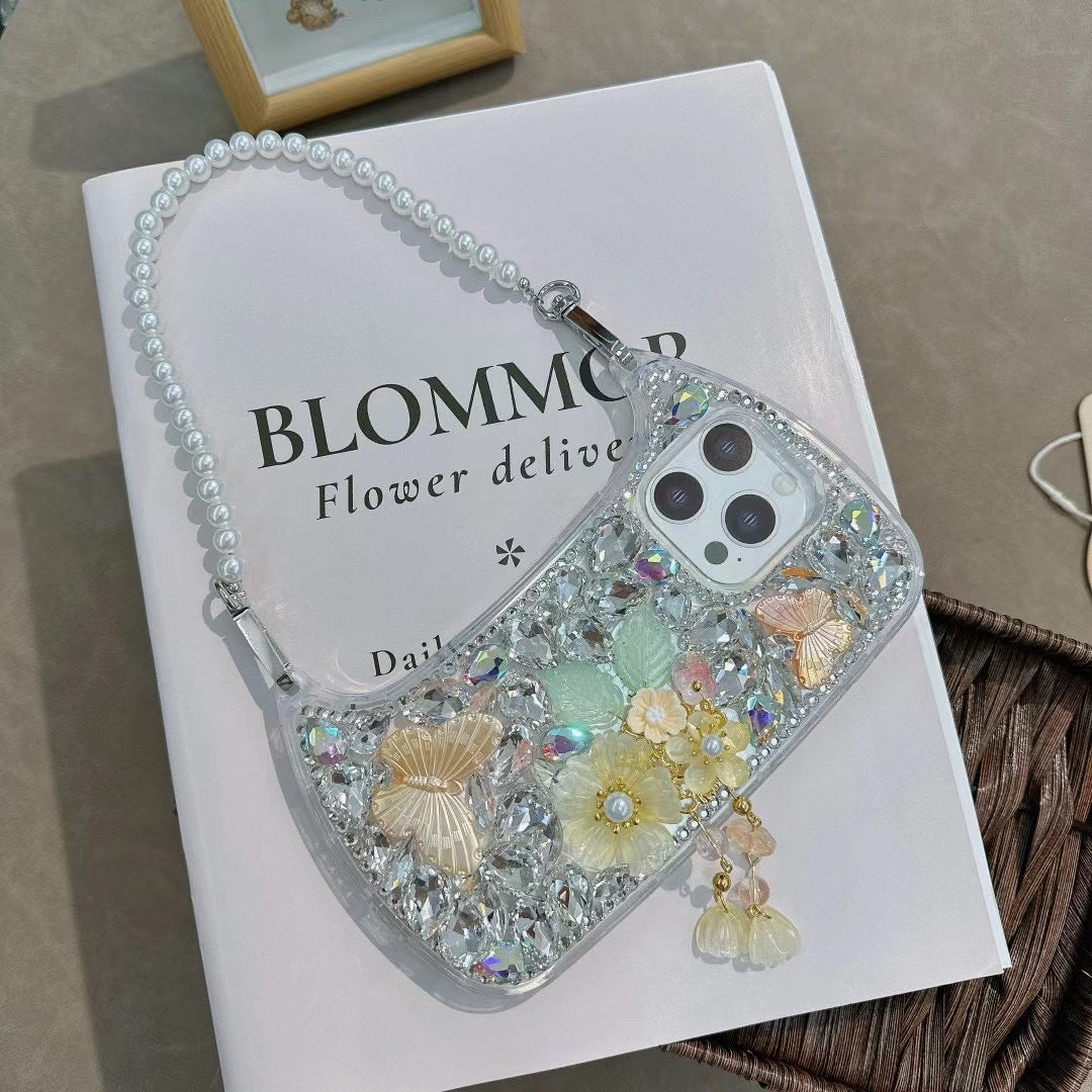Luxury Butterfly Rhinestone handbag Case for iPhone 16 15 14 Pro Max