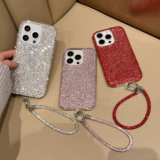 Luxury  diamond case for iphone  16/15/14/13 full screen protective case for iphone 15 pro max with lanyard